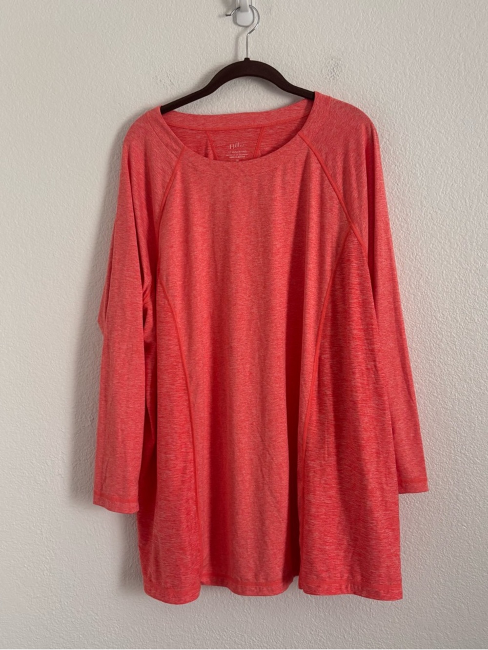 J. Jill Fit Women's Size 3X Orange/Pink Long Sleeve Marled Tunic Top
